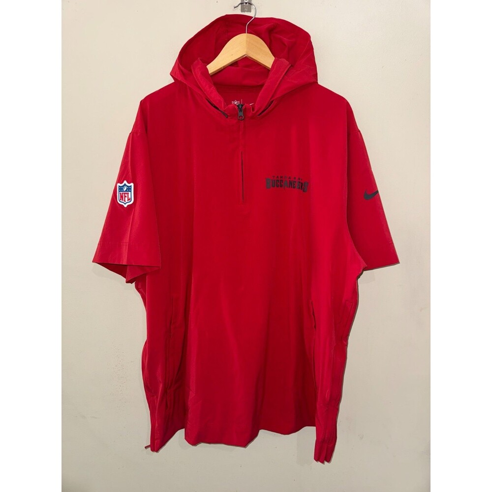 2XL Nike NFL Tampa Bay Buccaneers Team Issued Sideline SS 1/2 Zip Hooded Jacket